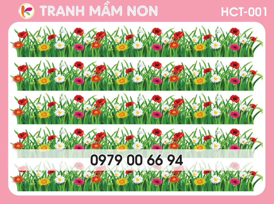 Decal mầm non-hoa chân tường 001