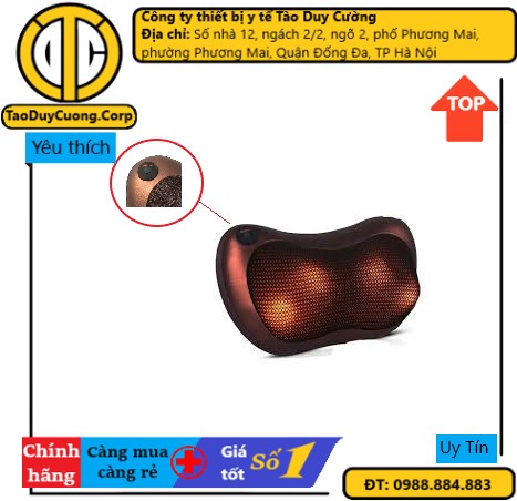 Gối massage hồng ngoại 4 bi cao cấp - máy mát xa, gối mát xa cổ vai gáy car&home