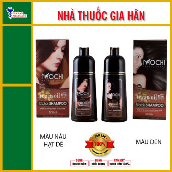 Dầu Gội Phủ Bạc Mochi 500ml - DẦU GỘI NHUỘM TÓC - Màu Đen/Nâu Hạt Dẻ