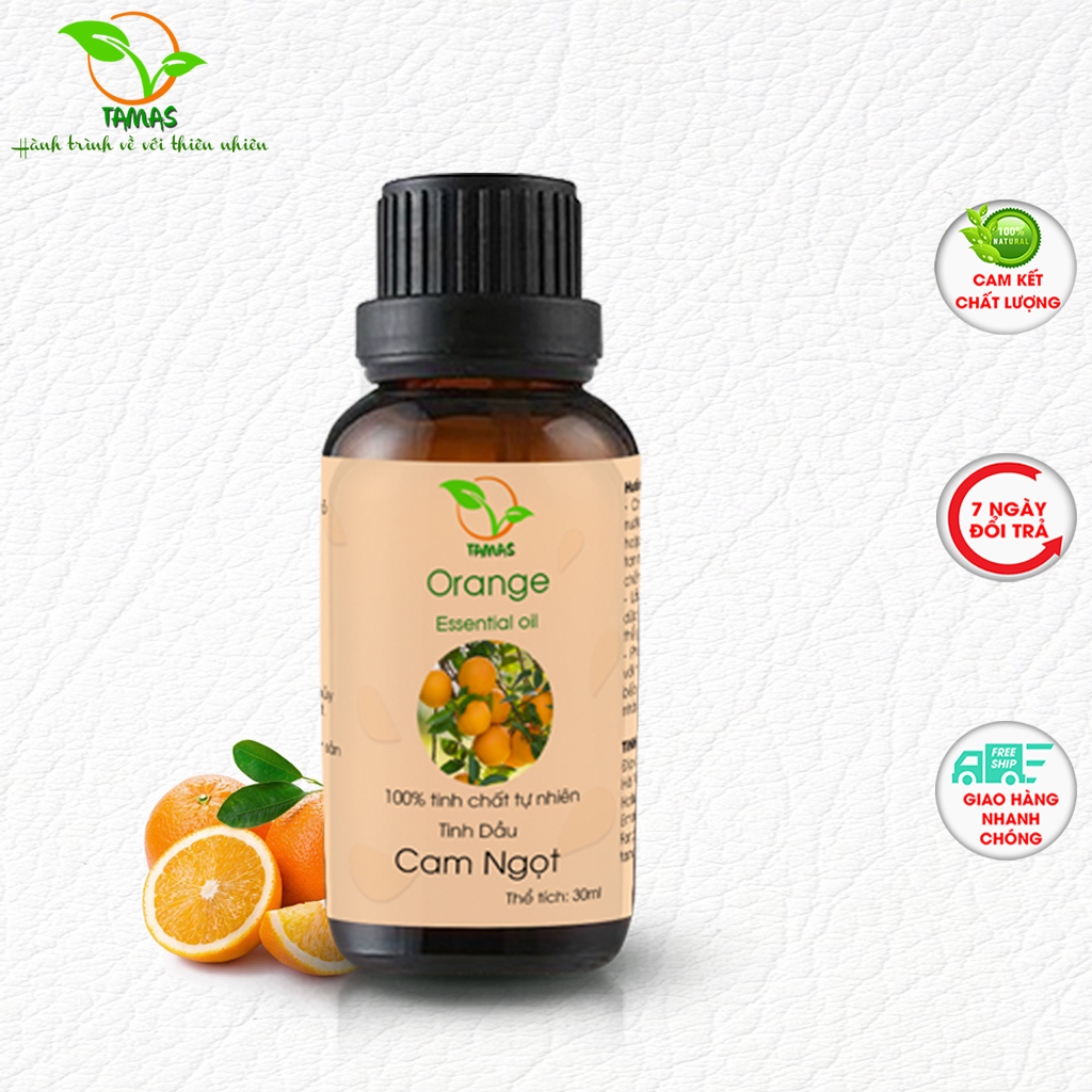 Tinh dầu cam ngọt nguyên chất TAMAS 30ml, tinh dầu xông phòng khử mùi, giúp thư giãn, giải tỏa căng thẳng, mệt mỏi