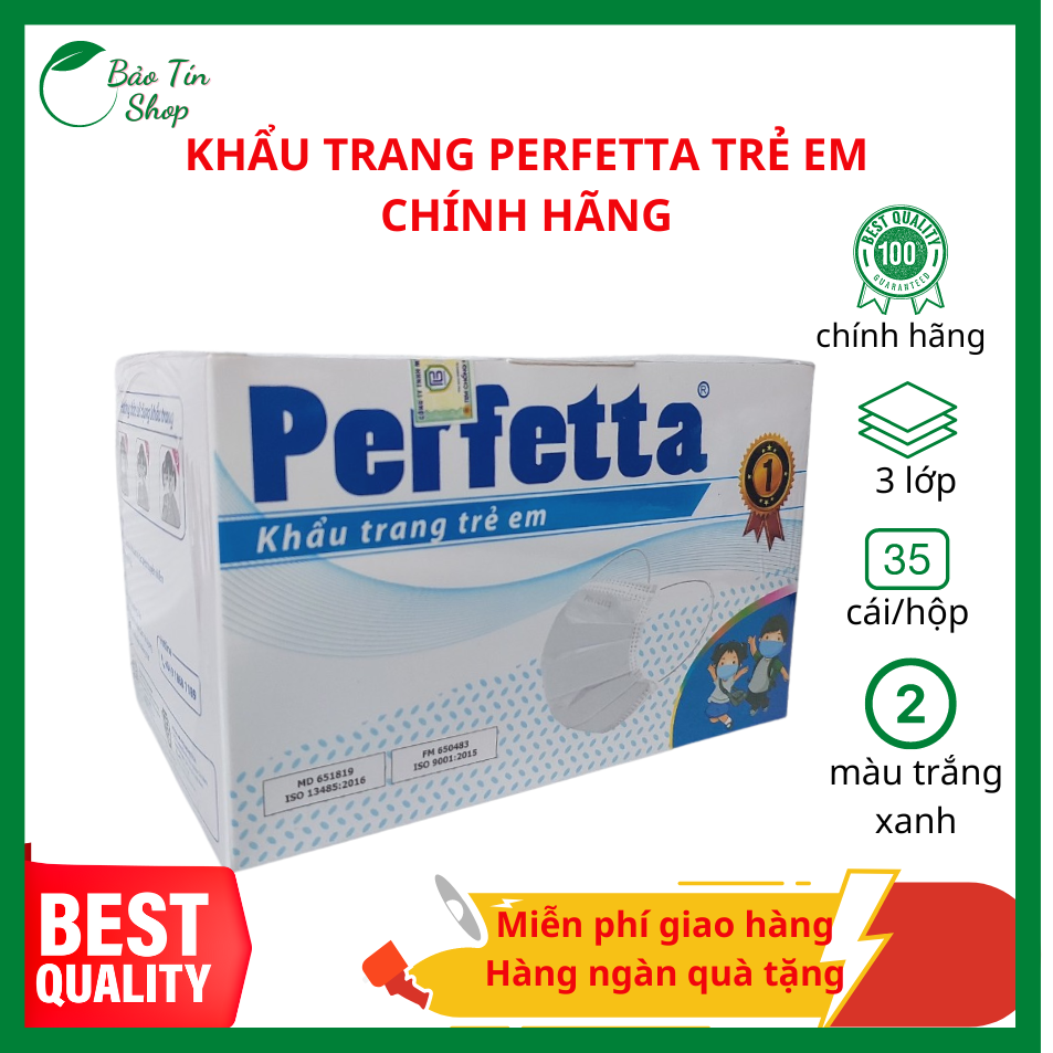 Combo 5 hộp khẩu trang y tế perfetta trẻ em