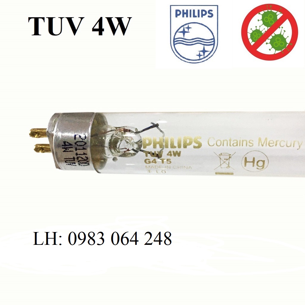 Đèn UV 4W- Bóng Đèn diệt khuẩn Philips TUV 4W G4T5 cho máy tiệt trùng Fatzbaby