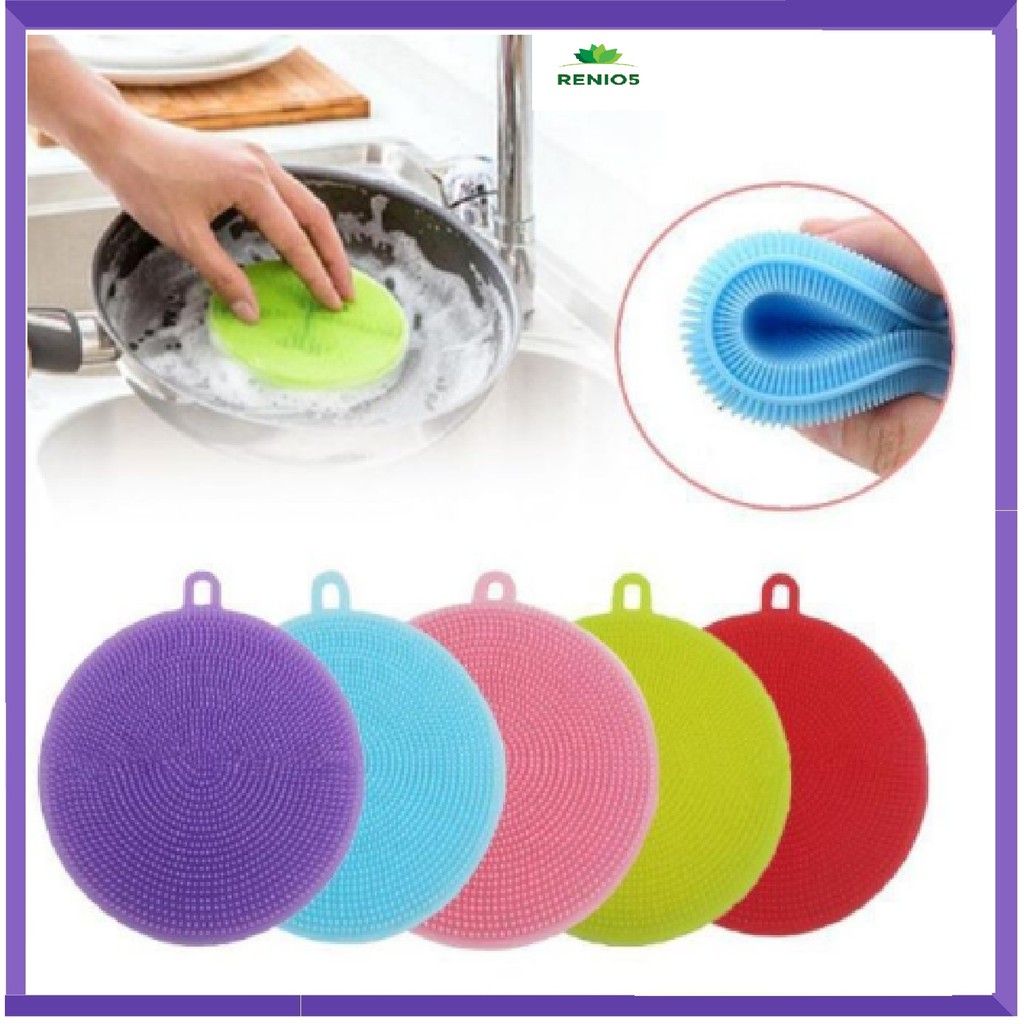 Miếng rửa bát -chén-xoong nồi silicon có móc treo tiện dụng
