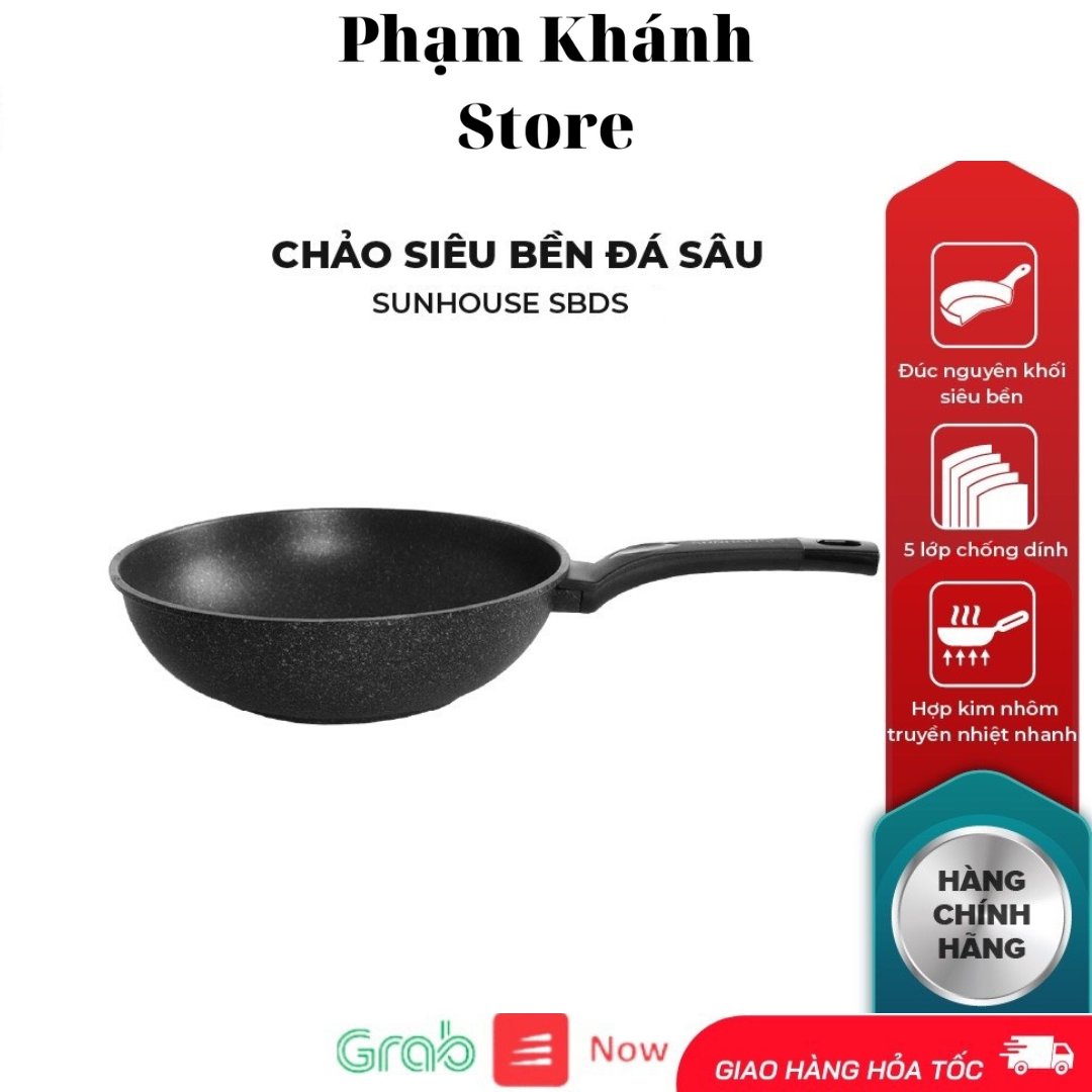Chảo chống dính siêu bền đá sâu lòng sunhouse sbds