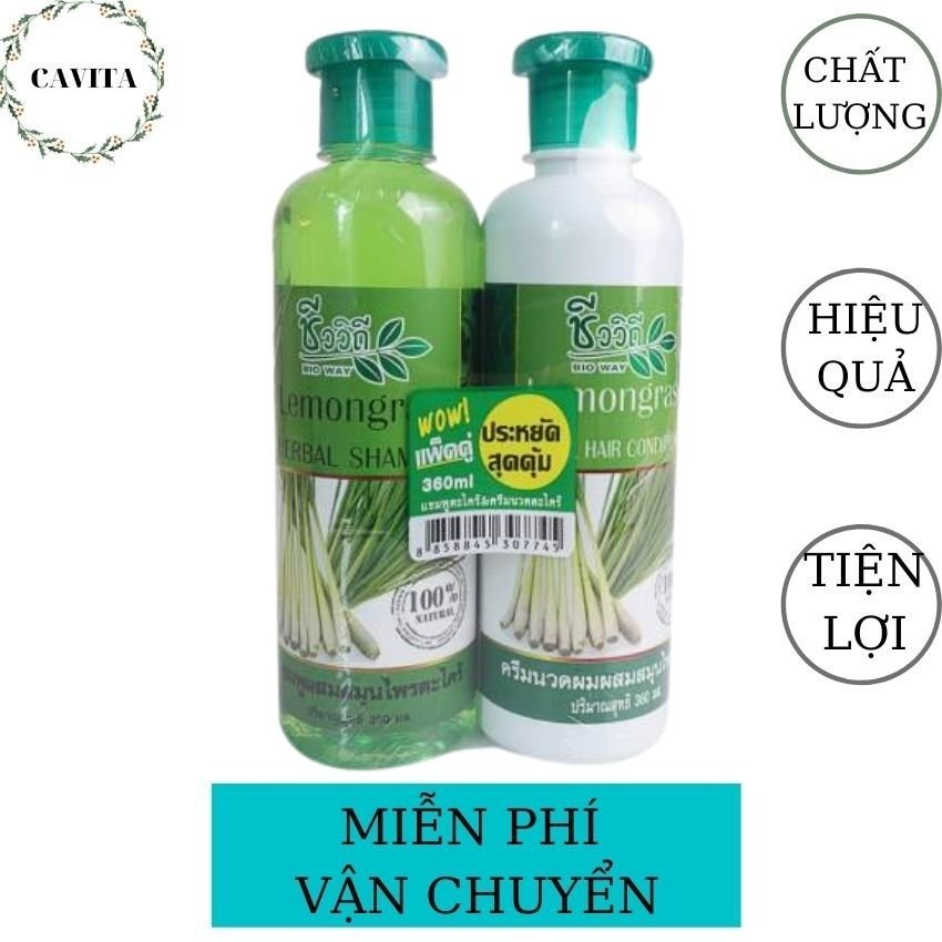 [FreeShip] Cặp Gội-Xả Hương Sả 360ml + 360ml Thái Lan CAVITA giúp khử mùi hôi do gàu, giảm nấm ngứa