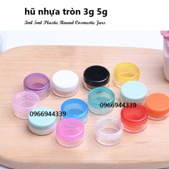 HŨ NHỰA 5G ĐÁY TRÒN NẮP NHIỀU MÀU đựng chiết tách mỹ phẩm kem dưỡng da mẫu thử - Combo 10 cái