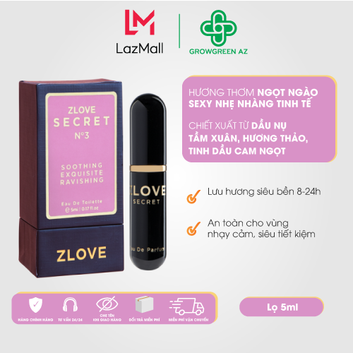 Nước Hoa Vùng Kín Zlove Secret Cao Cấp - Ba Hương Thơm Nồng Nàn, Quyến Rũ 5ml - Eau De Parfum - No.3 (Che tên kín đáo)