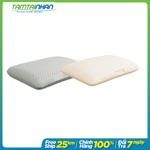Combo gối nằm 100% cao su thiên nhiên liên á oval 45x65x12cm +gối 100% cao su thiên nhiên liên á than hoạt tính oval grey 45x65x12cm