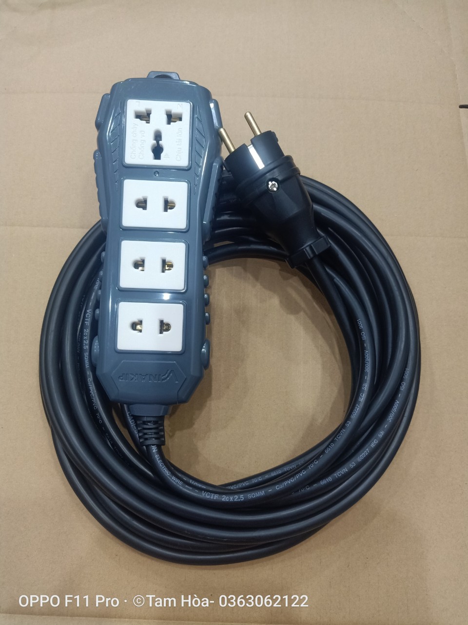 Bộ ổ cắm siêu tải 10 mét VINAKIP S031 đấu dây VCTF 2x2,5  CADISUN