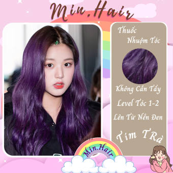 Thuốc nhuộm tóc màu tím trà,tặng kèm oxy trợ dưỡng và bao tay