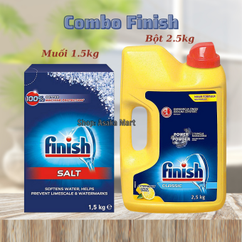 Combo rửa bát Finish: Bột classic 2,5kg, Muối 1.5kg - Hàng chính hãng