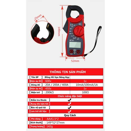 Đồng hồ đo điện vạn năng Ampe kìm + bút thử điện cảm ứng đa chức năng CTFAST tiện dụng