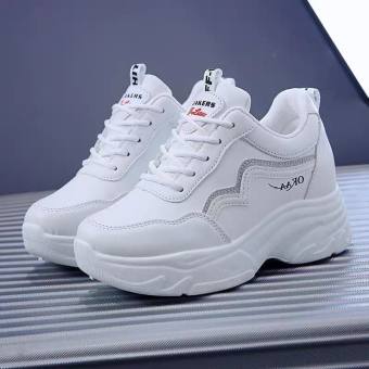Giày Sneaker nữ KO độn đế 6cm viền kẻ chất liệu da siêu đẹp phong cách thể thao, giày nữ đi học, giày thể thao độn đế