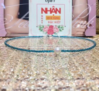 Vòng cổ Choker hạt Pha lê xanh kết hợp Ngọc trai phong cách trẻ trung OPAI