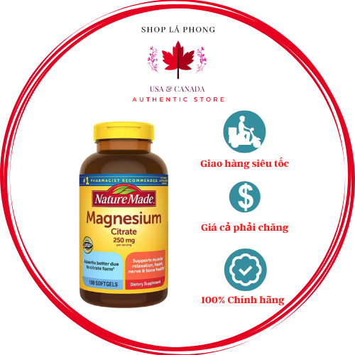 Viên uống Nature Made bổ sung Magnesium Citrate 250mg