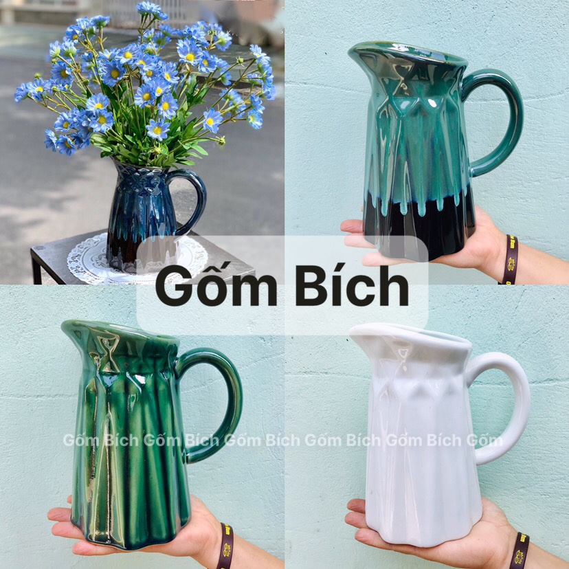 Bình hoa lọ hoa dáng bình sữa nhỏ cao 20cm men hỏa biến - gốm sứ bát tràng
