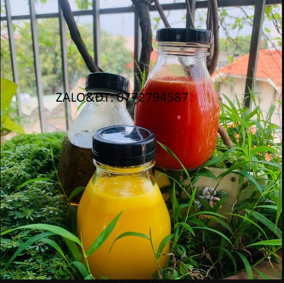 Chai thuỷ tinh 500ml dáng lùn đựng nước ép, detox...