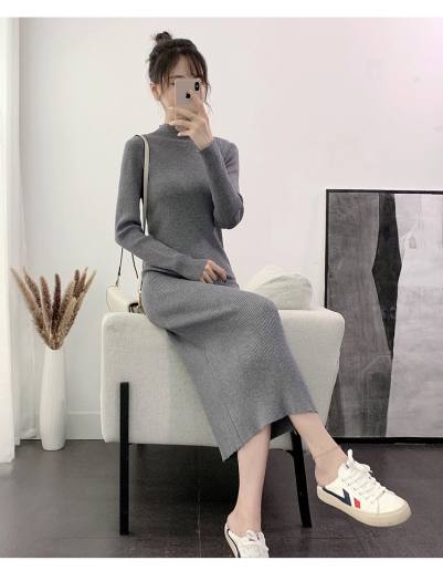 Đầm len ôm body cổ 3 phân màu xám, đầm ôm body nữ sexy, đầm len tăm dáng dài, đầm len nữ, đầm body nữ dáng ôm, đầm len cao cổ, đầm len dáng suông, đầm len ôm hàn quốc, AMELIA