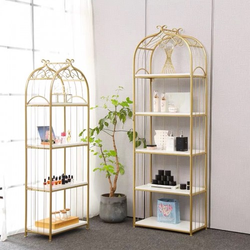 Kệ trang trí hình lồng chim, khung sắt mạ vàng 3 tầng 4 tầng 5 tầng