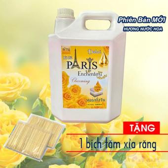 Mới! Nước Giặt Thái Lan 5L hương nước hoa thơm lâu Enchanteru - vàng Tặng 1 bịch tăm xỉa răng