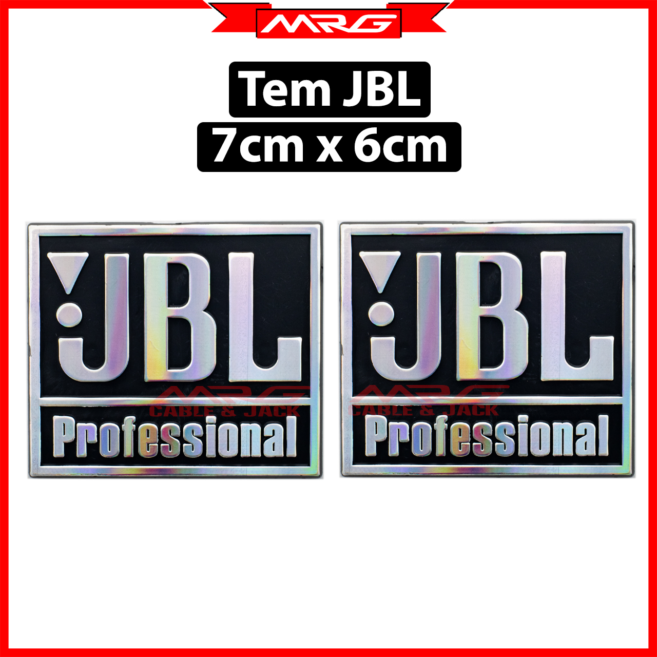 Tem loa jbl 7cm x 6cm, nhựa đen, giá 2 tem.