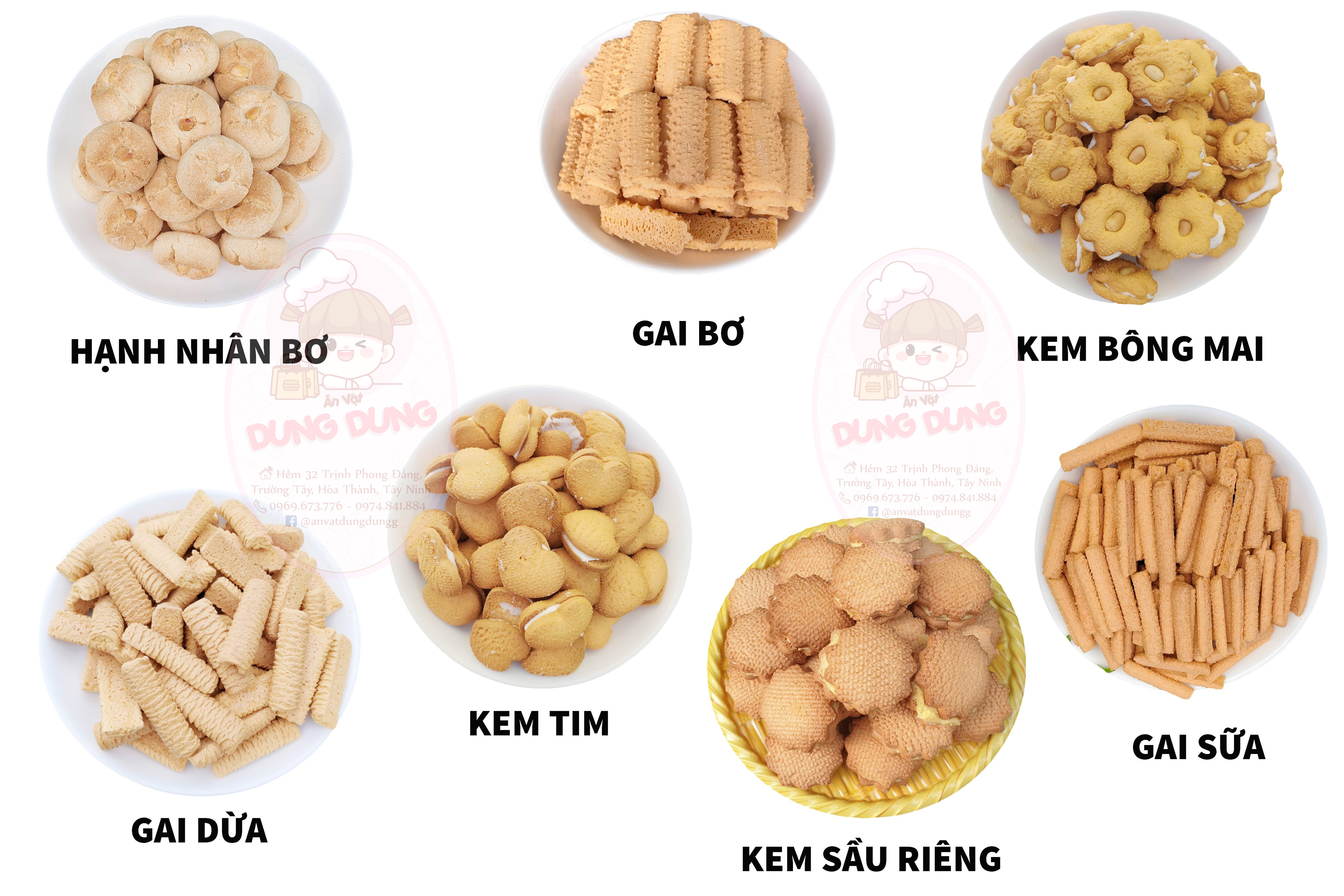 Bánh quy kem/ bánh gai dừa/ gai bơ/ gai sữa/ bánh hạnh nhân bơ giòn thơm ngon 250g/ 500g/ 1kg - bánh kẹo đồ ăn vặt