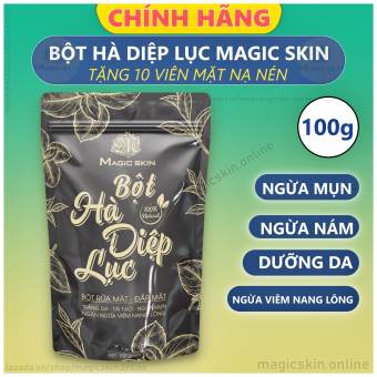 Bột Hà Diệp Lục Magic Skin 👍 Bột đắp mặt NGỪA MỤN SÁNG DA ✔ Se khít lỗ chân lông
