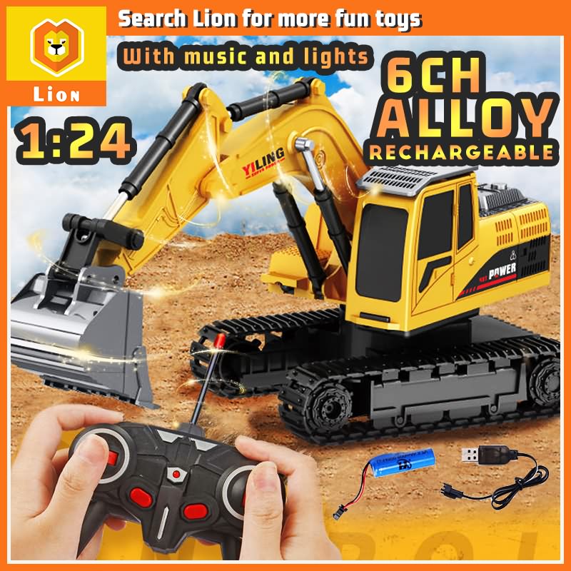 Lion Alloy 6CH 124 Remote Control Excavator Toy 2.4Ghz Plastic