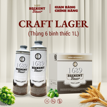 Bia Thủ Công Beckent Bauer Craft Lager 4.6% Thùng 6 Bình 1L