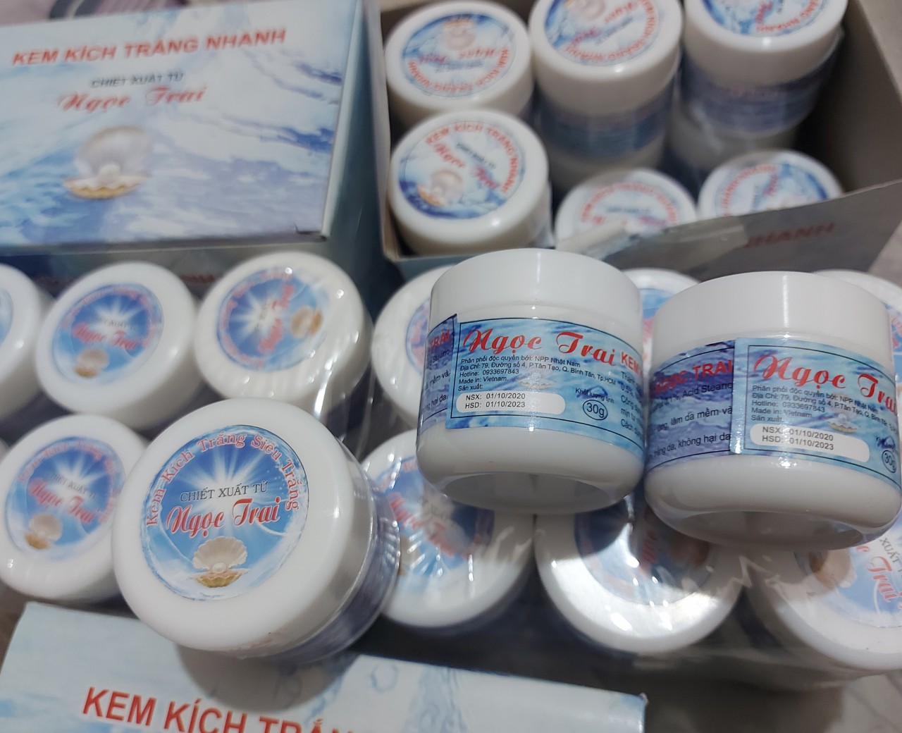 Kem kích trắng x6, ngọc trai, nha đam, b10, nắp hồng lẻ 1 hũ