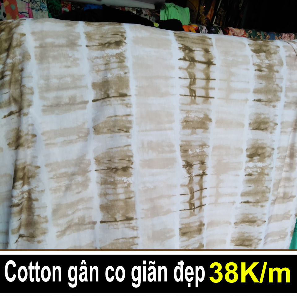 Vải cotton gân co giãn màu cà phê siêu đẹp, siêu chất 38K/m
