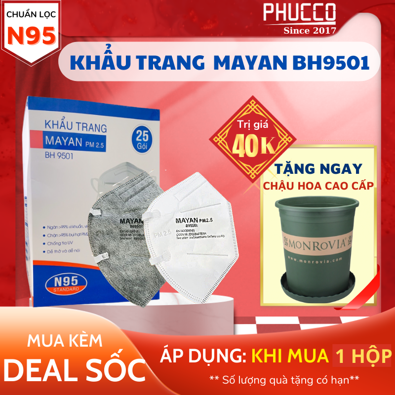 [HCM] [Chính Hãng] +[Gói/2 Cái] Khẩu trang N95 MayAn Khẩu trang lọc bụi min PM2.5 Khẩu trang lọc 99% vi khuẩn virut Chống kích ứng da