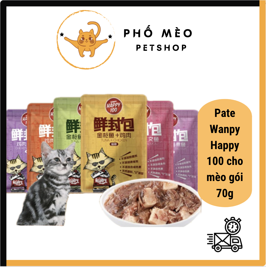 🐱🐱 pate wanpy happy 100 cho mèo gói 70g ⭐