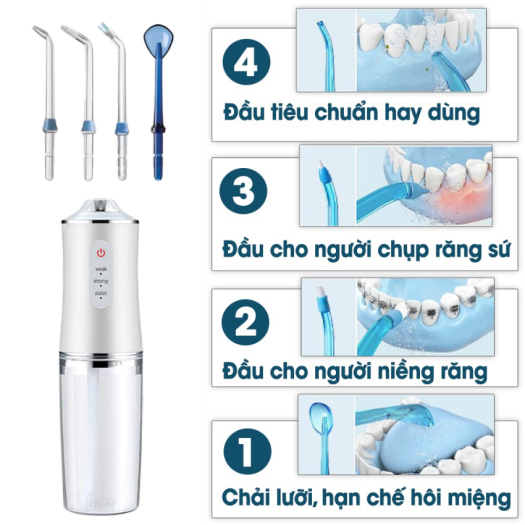 Máy Tăm Nước Oral Irrigator Cầm Tay, Máy Tăm Nước Vệ Sinh Răng Miệng Power Floss, Dụng cụ vệ sinh răng miệng, Dụng Cụ Làm Sạch Răng Miệng Xịt, Rửa Răng Thông Minh Power Floss