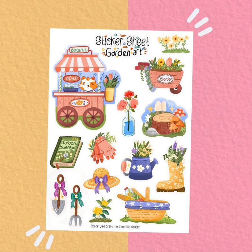 Sticker sheet garden art - chuyên dán, trang trí sổ nhật kí, sổ tay | Bullet journal sticker - unim004