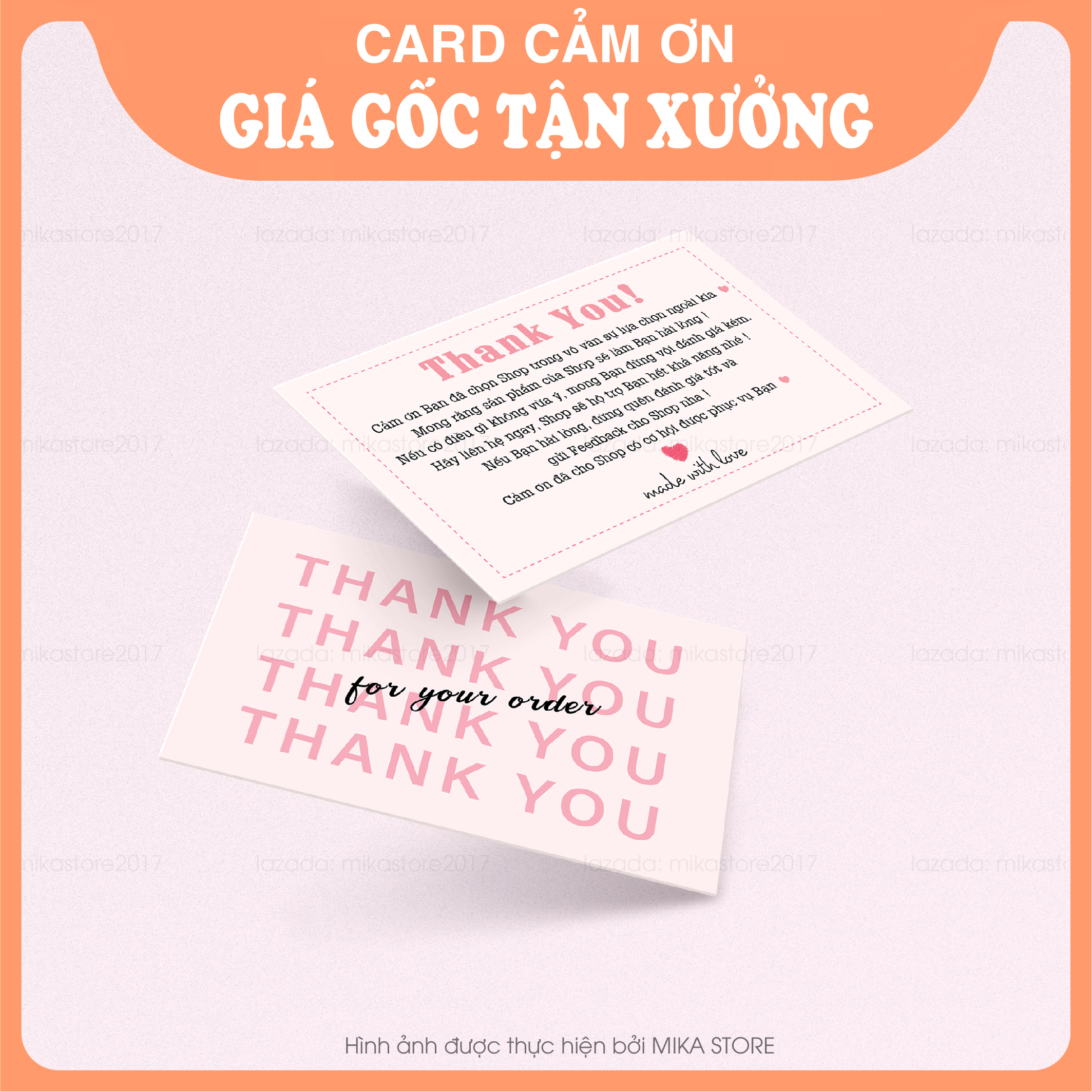 100 thiệp cảm ơn, card cảm ơn khách hàng - mika store 2017
