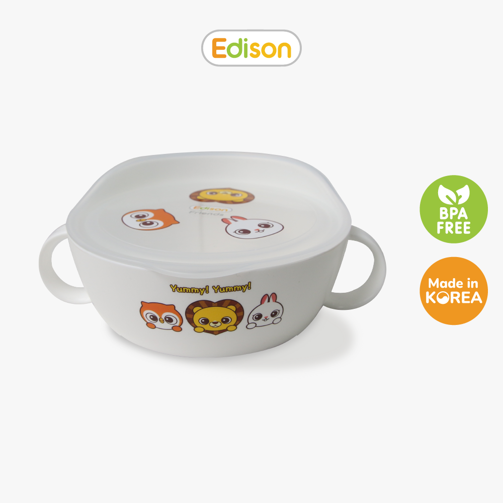 Bát ăn dặm, ăn cơm canh có nắp đậy chống tràn Hàn Quốc Edison 6940 size nhỏ - hàng chính hãng