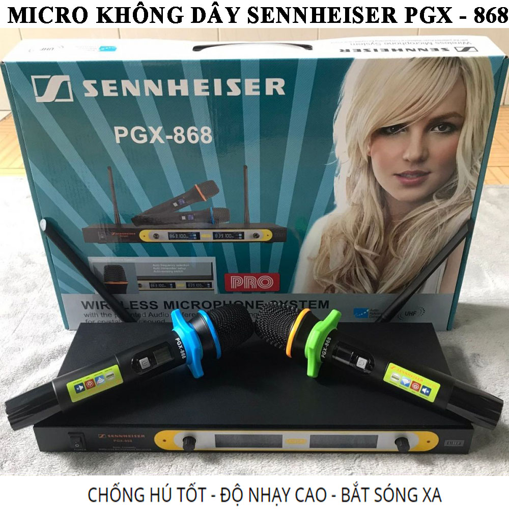 Bộ micro không dây sennheiser pgx 868 - mic không dây chống hú - mic karaoke gia đình, sân khấu - độ nhạy cao , bắt sóng xa - dễ dàng phối ghép với thiết bị âm thanh khác - bảo hành 12 tháng
