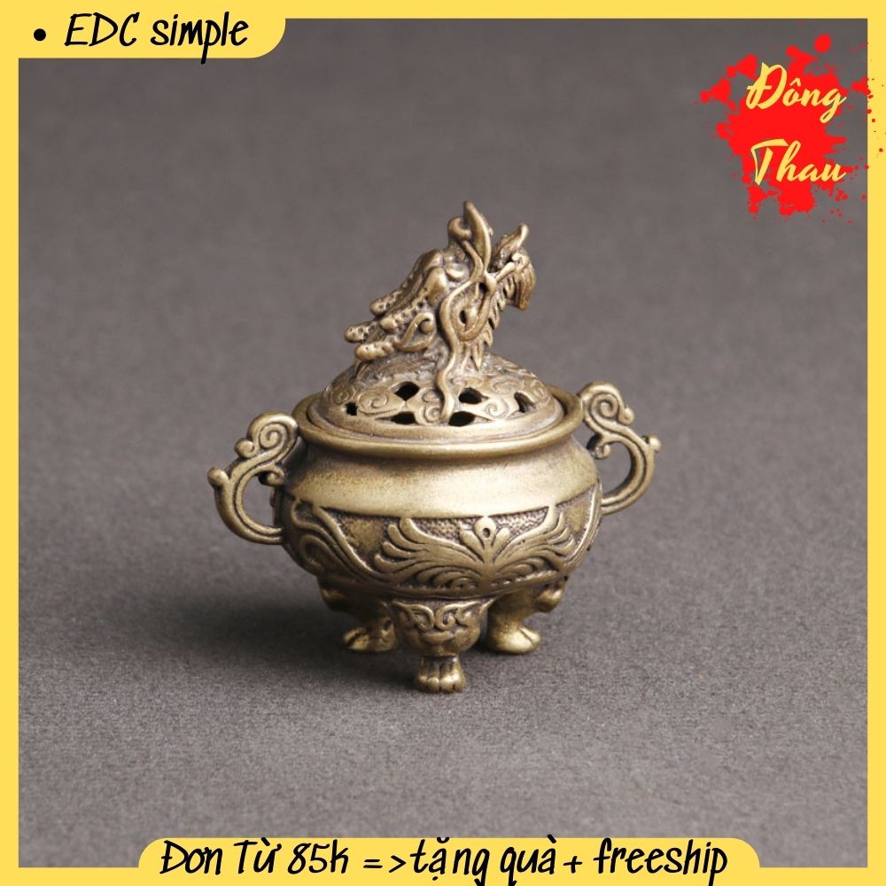 Đỉnh đồng đốt trầm , Lư hương xông trầm chất liệu đồng thau thiết kế đẹp mắt