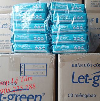 [Hoàn Tiền 10%] [HCM] Thùng 36 Gói  Khăn Ướt Cồn Let-green ( Loại 50 miếng/Gói)
