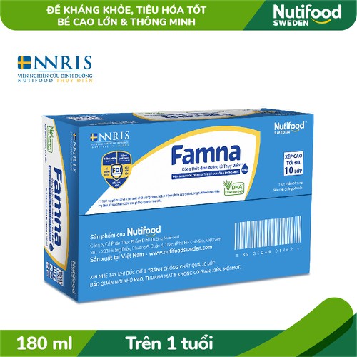 Thùng 48 hộp sữa bột pha sẵn nutifood famna 180ml