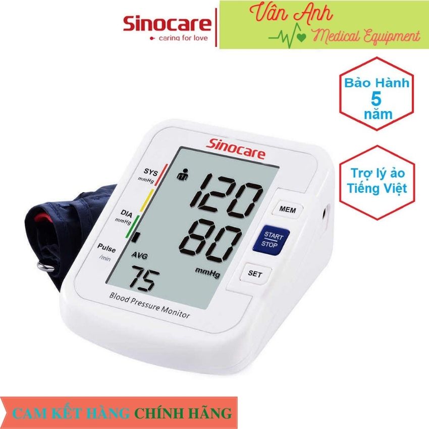 [Freeship + Bảo hành 5 năm 1 đổi 1] Máy Đo Huyết Áp Điện Tử Sinocare BA-801, VA MED, Vananh med, Có Giọng Nói Tiếng Việt; Công nghệ Đức; Màn Hình 3D Rõ Nét; Đo Cả Nhịp Tim; Cảnh báo Huyết Áp Cao; dễ dàng sử dụng;