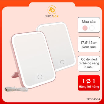 Gương đèn led để bàn trang điểm 3 cấp độ ánh sáng hình vuông