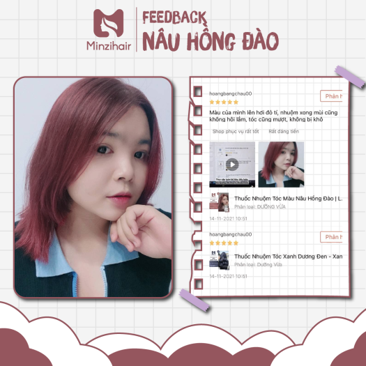 Nhuộm Tóc Màu Nâu Hồng Đào - [FEEDBACK THẬT] - Lên Từ Nền Tóc Nâu - Tặng Trợ Dưỡng Oxy