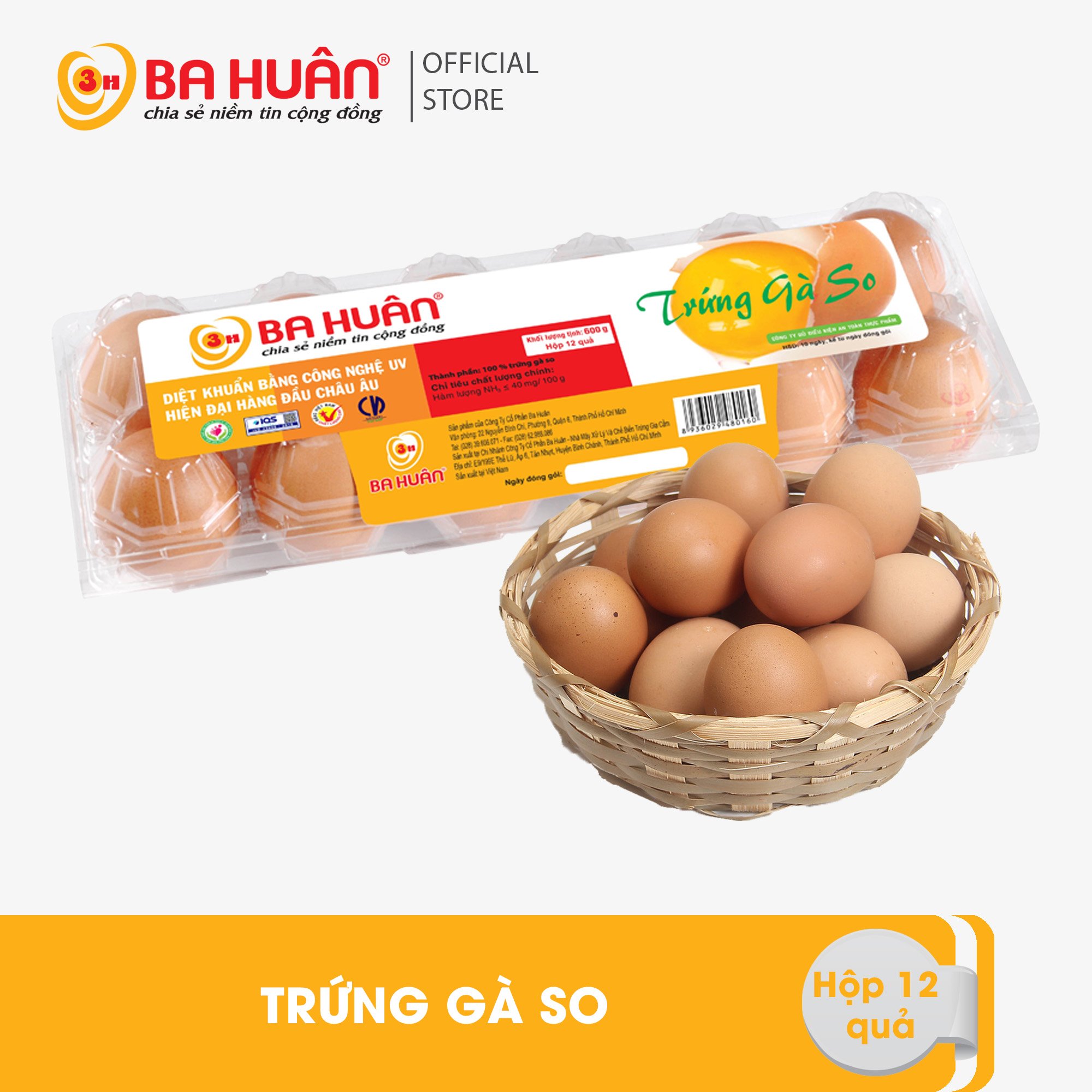 Trứng gà so ba huân hộp 12 quả