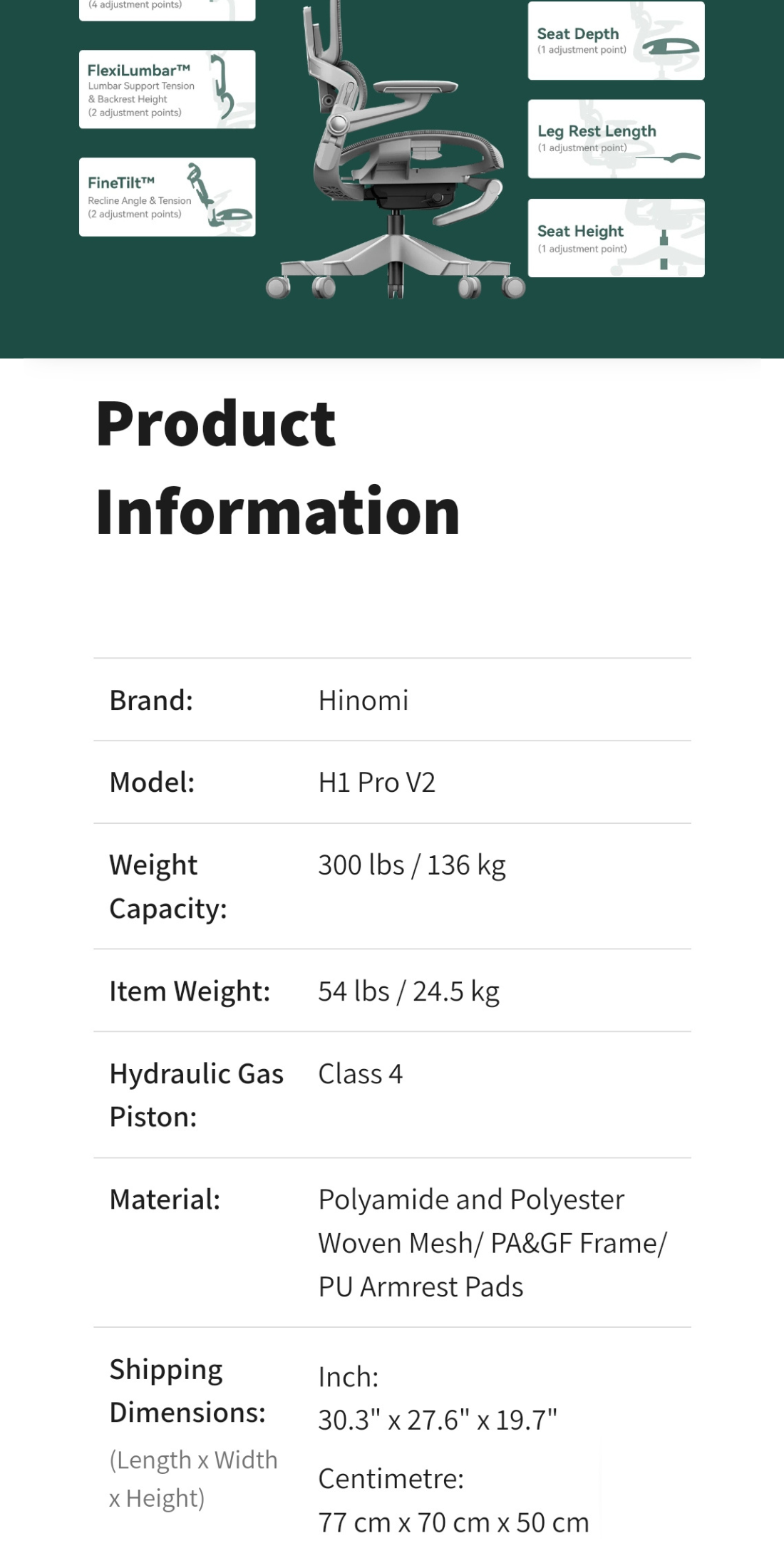 เก้าอี้สำนักงาน Hinomi H1Pro Ergonomic พับได้ พร้อมที่วางขาและที่วางแขนพับเก็บ | เก้าอี้เกมมิ่งตาข่าย