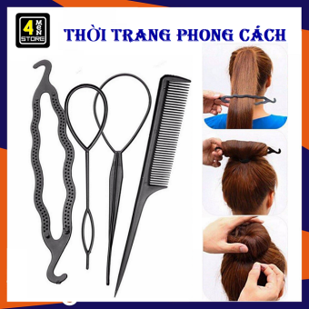 Bộ Dụng Cụ Làm Tóc Đa Năng 4 Món -  Set búi tóc đa năng ( 4 món )