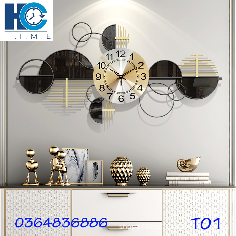 Đồng hồ treo tường trang trí decor T01 kích thước 86 x 43 cm