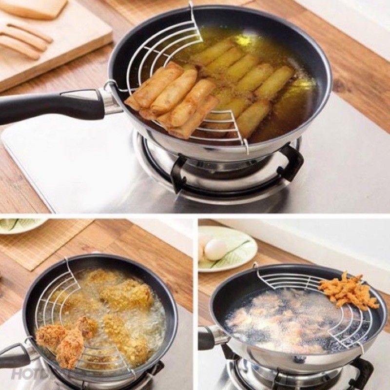 Vỉ gác chảo bằng inox dùng chiên rán dầu mỡ size 28-30cm