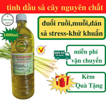 Tinh Dầu Đuổi Muỗi Sả Chanh 1000ml-Tinh Dau Xông Phòng xả chanh nguyên chất 100%.Dầu Sả Ép Java diệt muỗi côn trùng.Dầu sả đuổi muỗi An Toàn Cho TRẺ,CHỐNG MUỖI-KHỬ MÙI-KHÁNG KHUẨN-LÀM ĐẸP.THN Farm +Tặng Kèm Quầ 1lít